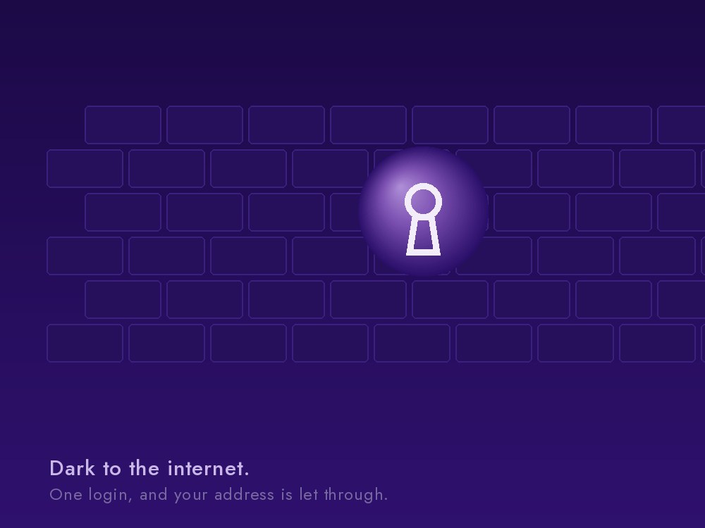 A brick wall with a single lit keyhole set into a glowing sphere.